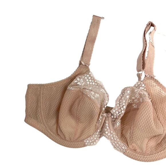NEW Elomi Charley Stretch Plunge lace Bra Size 36DDD fawn nude - Picture 4 of 11